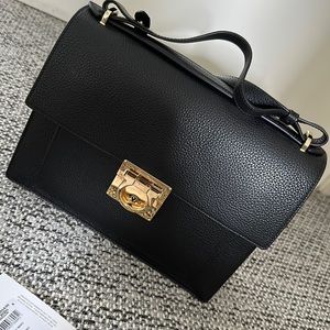 Salvatore Ferragamo black leather shoulder bag never worn